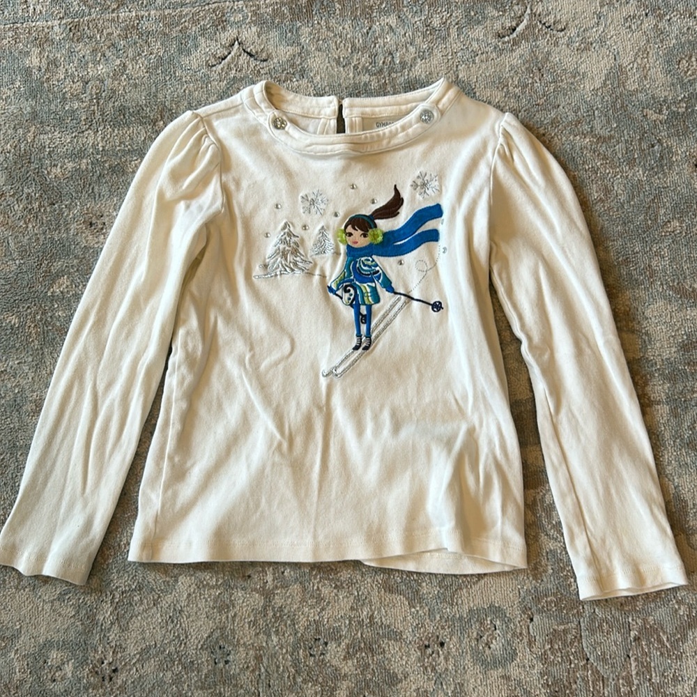 Gymboree embroidered Skier Shirt Girls size 9